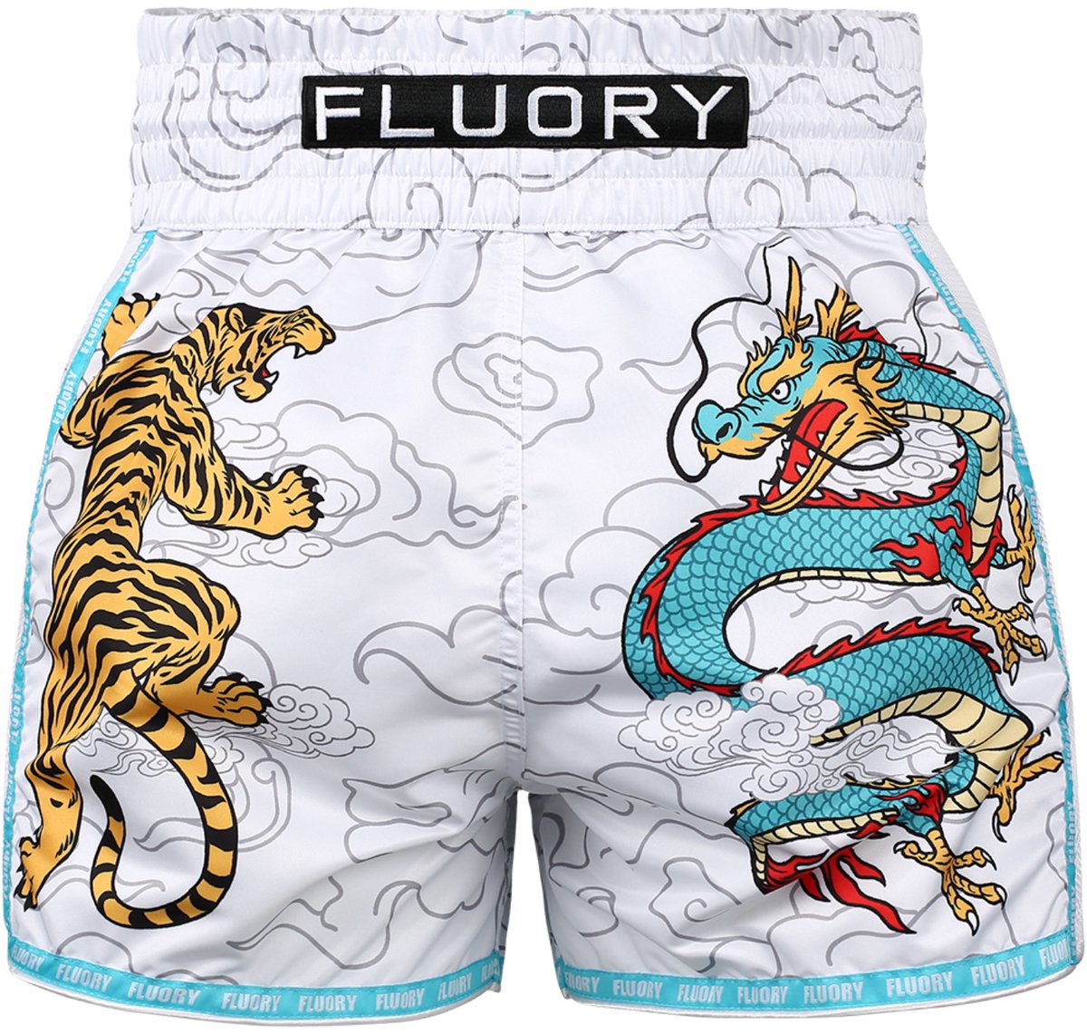 Fluory Muay Thai Shorts Dragon vs Tiger Wit - L