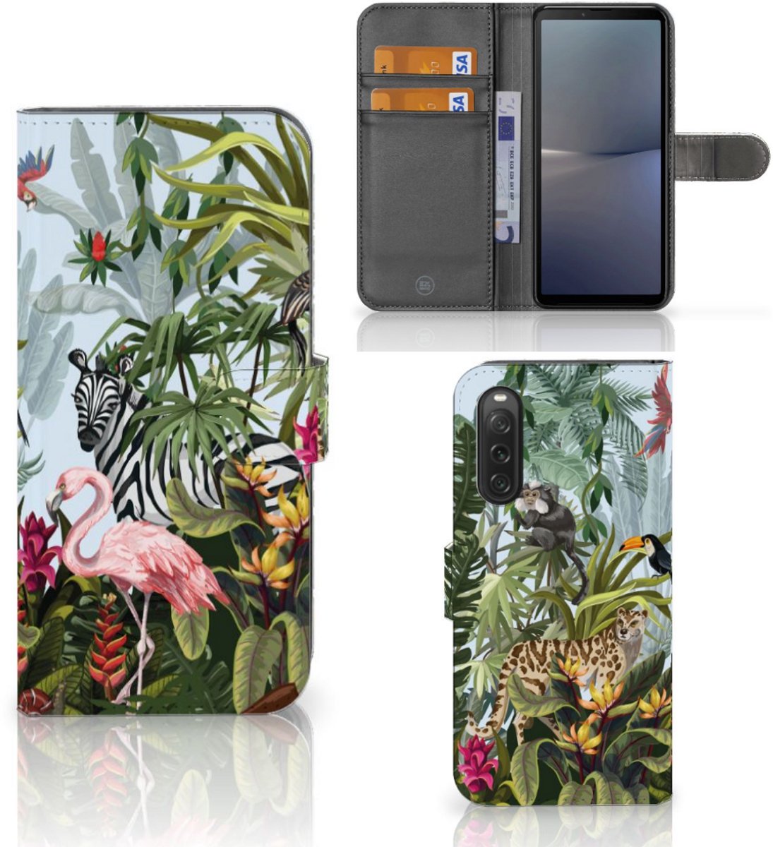 Telefoonhoesje met Pasjes voor Sony Xperia 10 V Jungle
