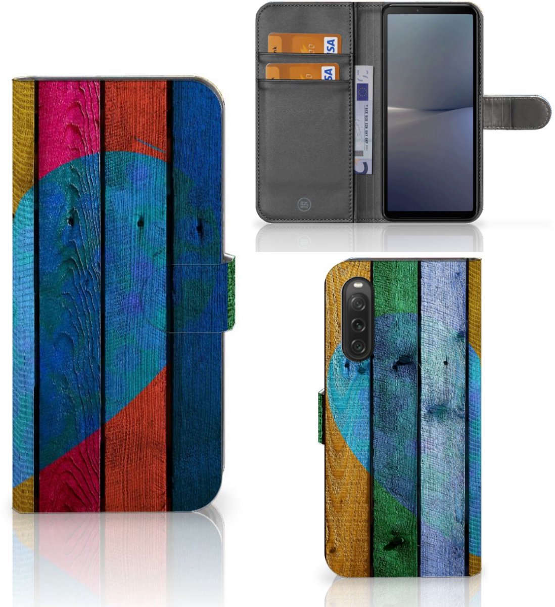 Sony Xperia 10 V Book Style Case Wood Heart - Cadeau voor je Vriend