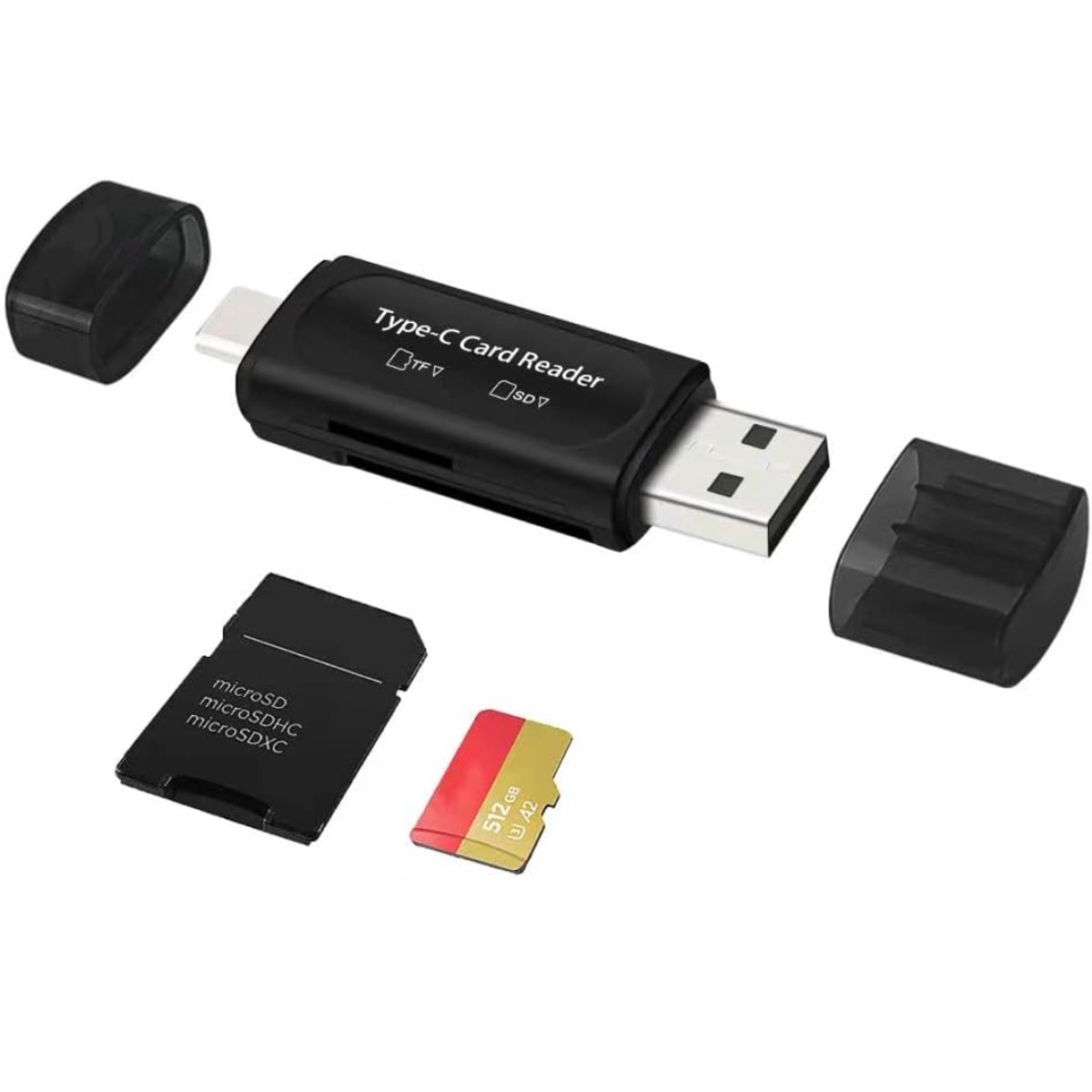 RONN® Sd Kaart Lezer - SD-kaart - SD-kaartlezer USB-C - Zwart - 12cm x 8cm x 1cm