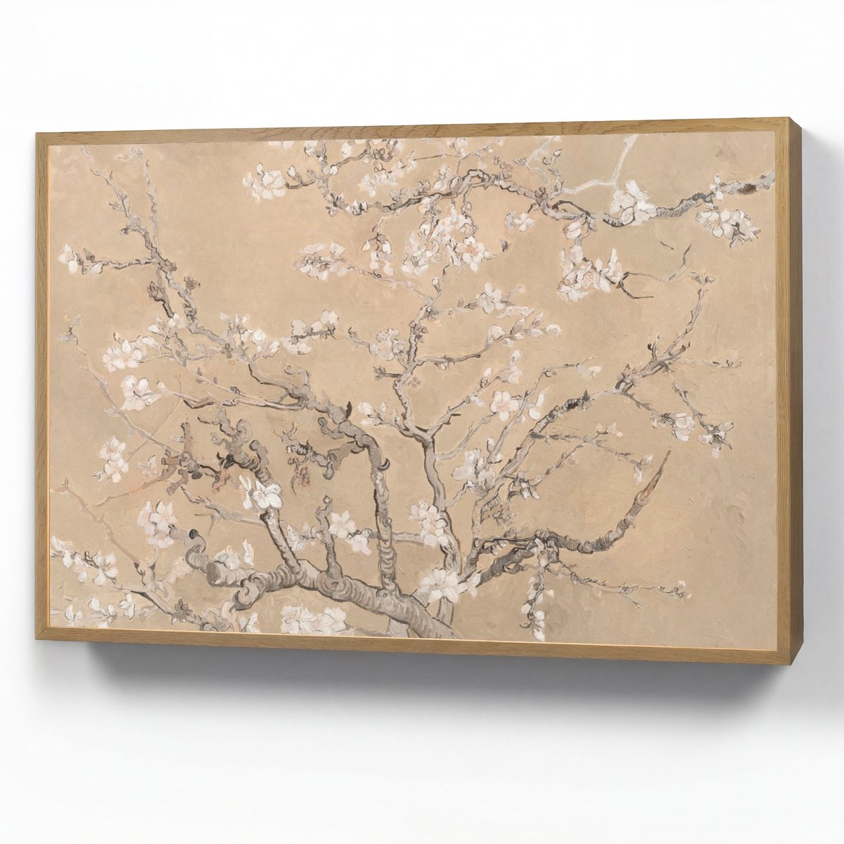 Wandlamp 100x70 cm - Oplaadbaar - Amandelbloesem - Kunst - Van Gogh - Beige - Wandlampen b