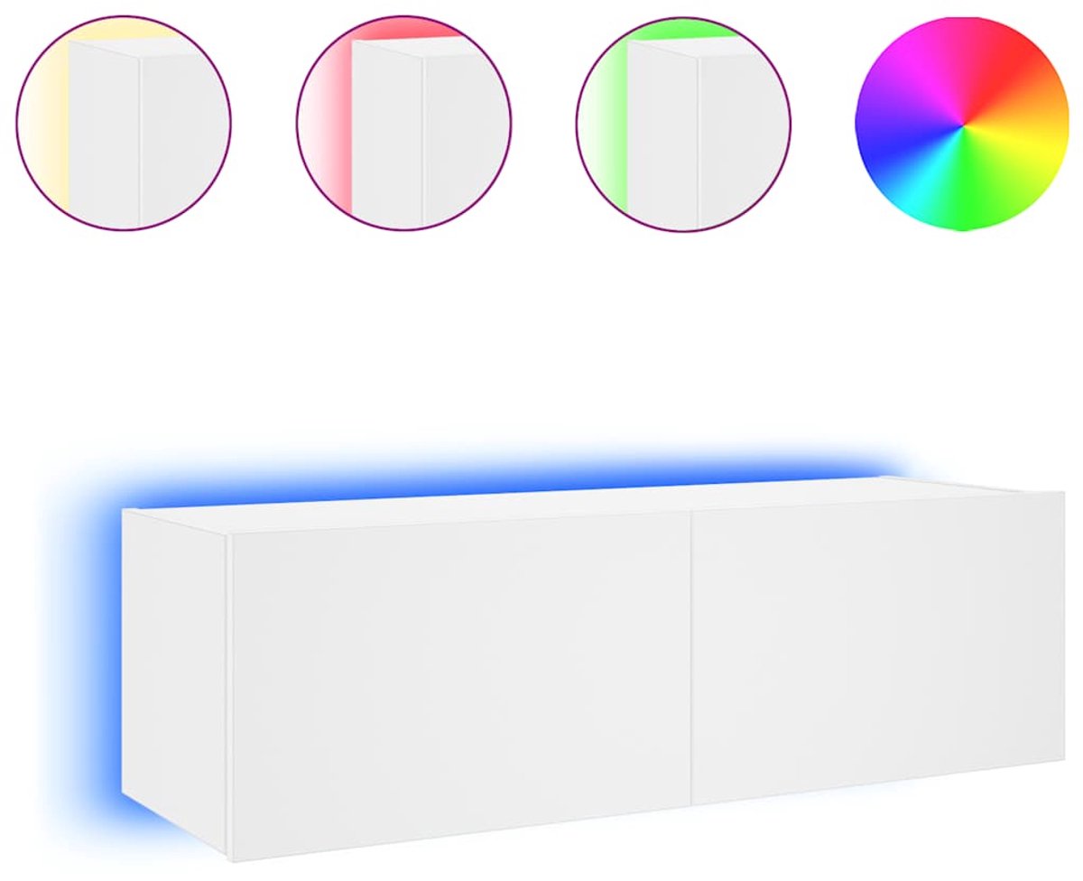 vidaXL - Tv-wandmeubel - met - LED-verlichting - 100x35x31 - cm - wit