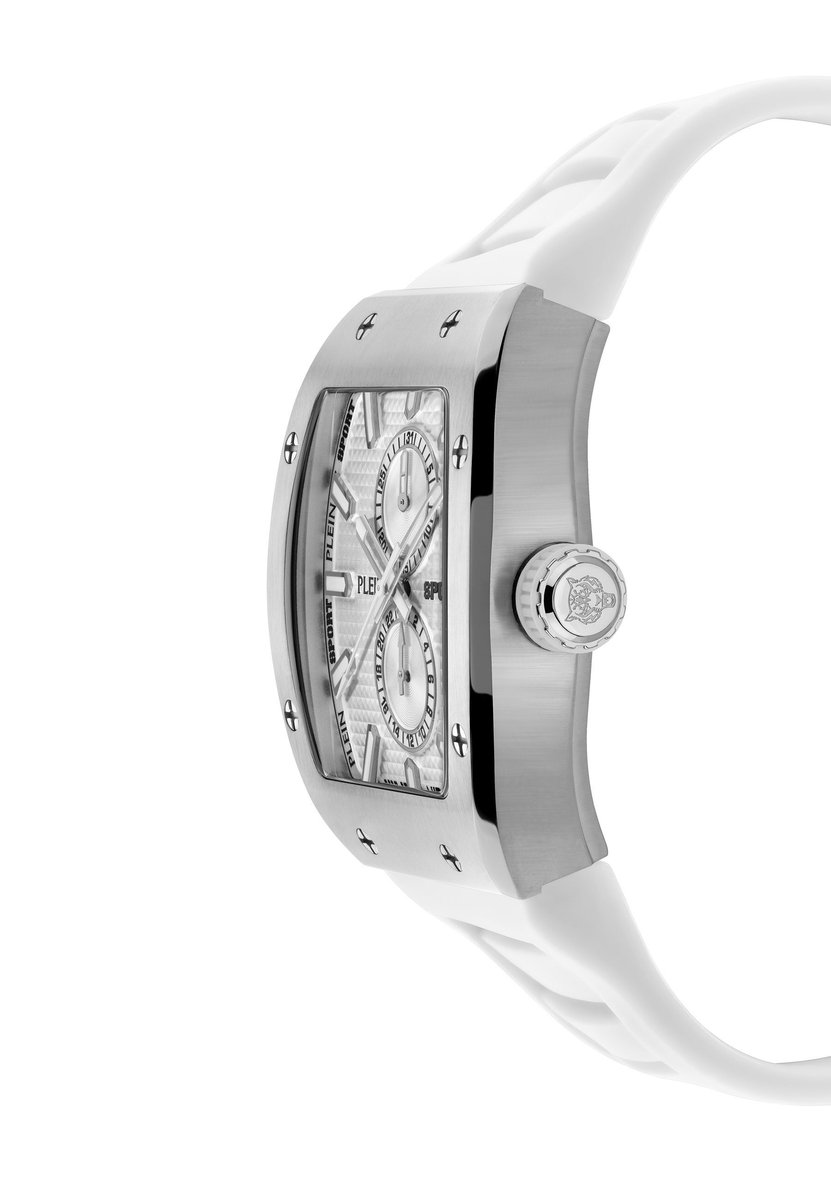 Plein Sport Stormbreaker Multifunctioneel Horloge Wit Kast: 100% Gerecycled Roestvrij Staal| Armband: Siliconen 52 mm PSSGA0126, PSSGA0226, PSSGA0326, PSSGA0426, PSSGA0526, PSSGA0626
