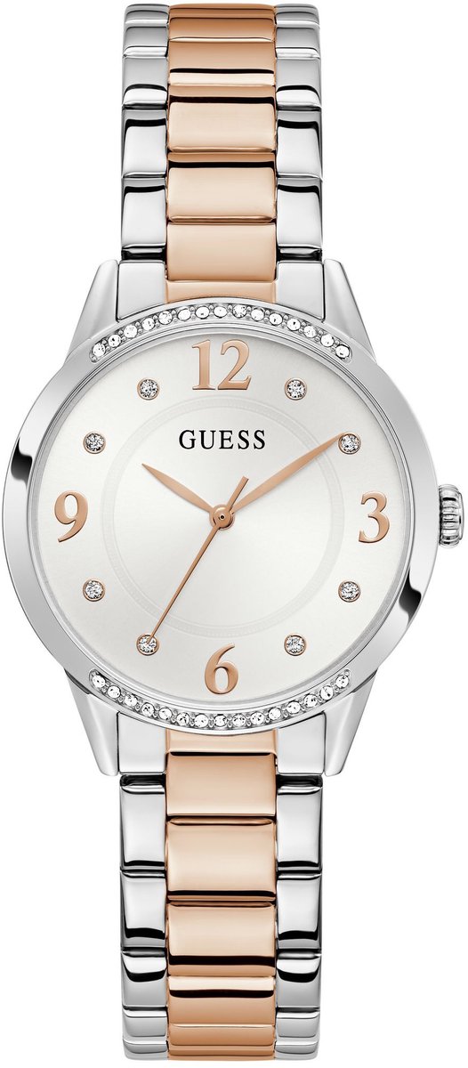 Guess Angelina Quartz Analoog Horloge Tweetoon Behuizing: 100% Roestvrij Staal| Armband: Roestvrij Staal 34 mm U1478L1M, U1478L2M, U1478L4M, U1478L5M, U1478L6M