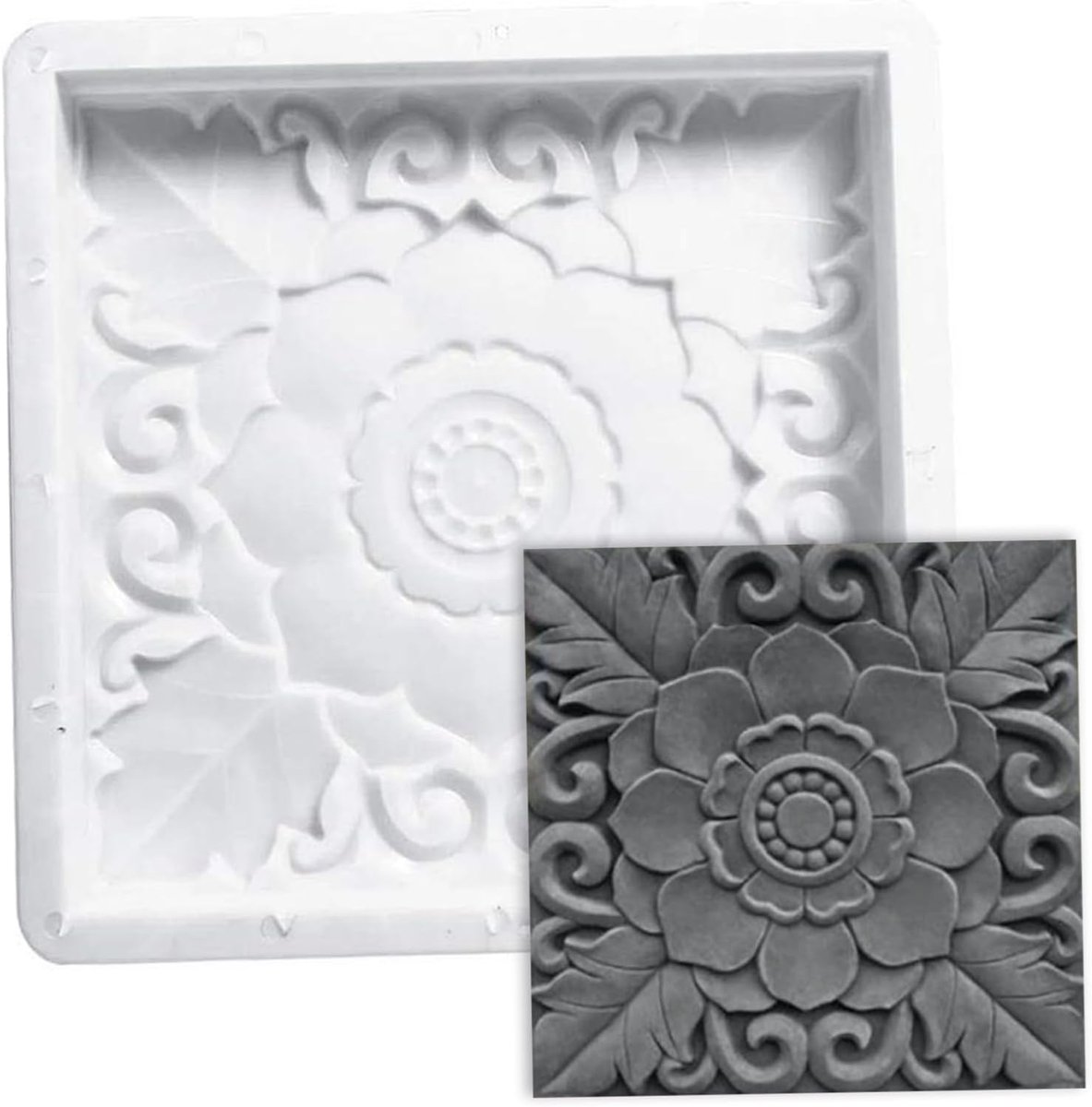 Betonmal Stapsteen - Tuinpad Mal - Bestraten Tuin - Herbruikbaar Polypropyleen - 40x40x3.5cm - Wit
