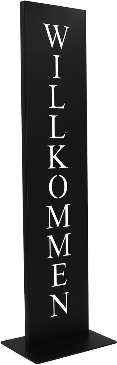 Welkomstbord Metaal - Decoratie Zuil - Entree Verfraaien - Handgemaakt Duits Vakwerk - 71 cm Hoog - Zwart