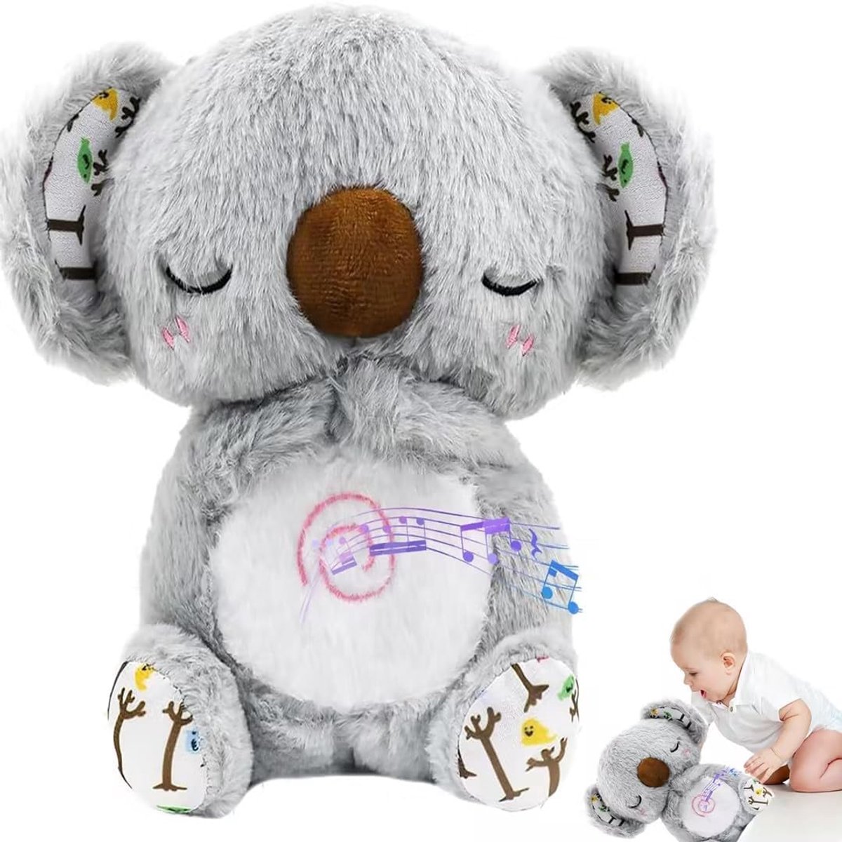 Sluimer Knuffel - Ademende Koala - Baby Slaap - Zachte Muziek - 10 x 5 x 1 cm