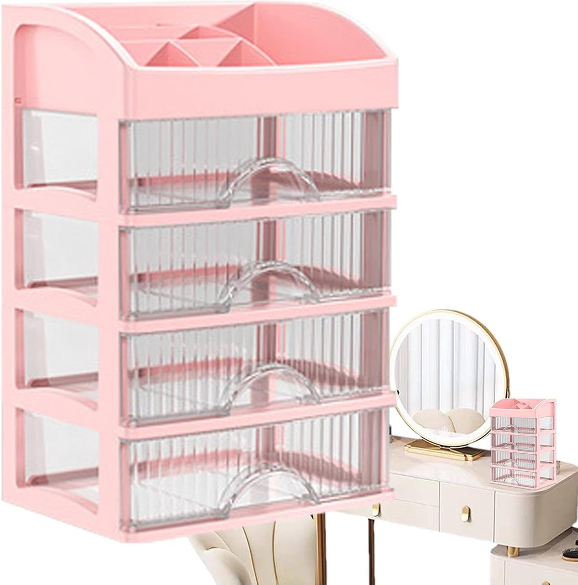 Make-up Organizer - Lade Organizer - Bureau Opbergen - Meerlaags Ontwerp - 35 x 175 x 35 cm - roze