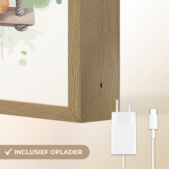Nachtlampje 30x40 cm - Kinder lamp - Leeuw - Dier - Kinderen - Jungle - Tafellamp kinderkamer draadloos - Slaapkamer lampje - Bedlamp kinderen - Kinderlampje - Wandlamp babykamer - Nachtlampjes van Merkloos — afbeelding 5