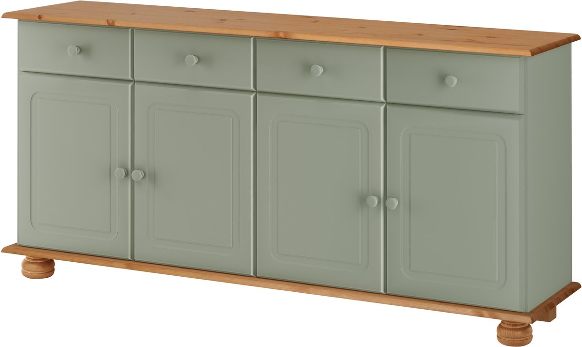 Mette Dressoir met 4 Deuren en 2 Lades - Massief Grenenhout - 156 x 34 x 77 cm