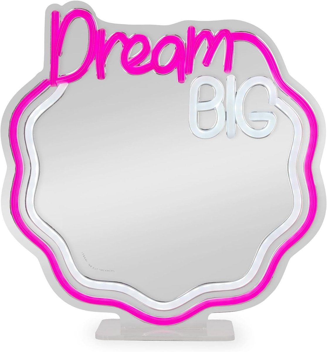 Spiegel met ledlicht - Neon spiegel - Decoratie kamer - Verlicht neoneffect - 30x29 cm - Roze
