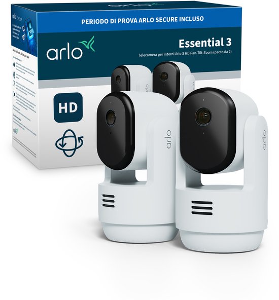 Arlo Essential3 HD PTZ beveiligingscamera voor binnen, 2-Cam van Merkloos — afbeelding 2