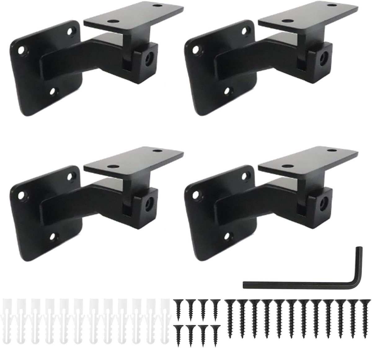 Verstelbare Leuninghouders - Trapsteunen Bevestiging - Trappen Monteren - Draaibare Bevestiging - 4 Stuks Set - Zwart
