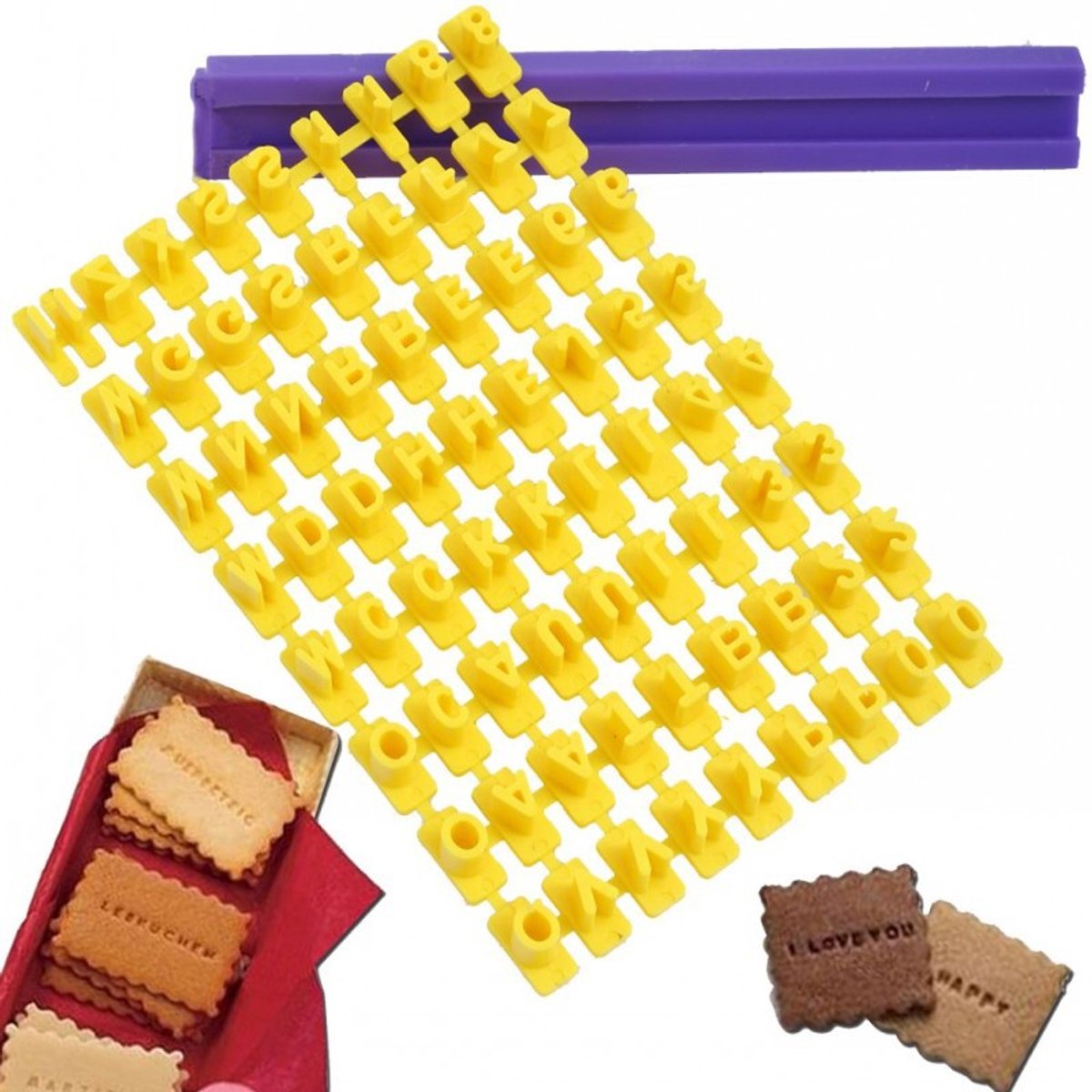 72-delige alfanumerieke koekjesstempelset, koekjesstempel, alfabetvorm, doe-het-zelf bakgereedschap, geschikt voor klei, fondant, glazuur, koekjesstempel, taartdecoratie, doe-het-zelf verjaardagstaart