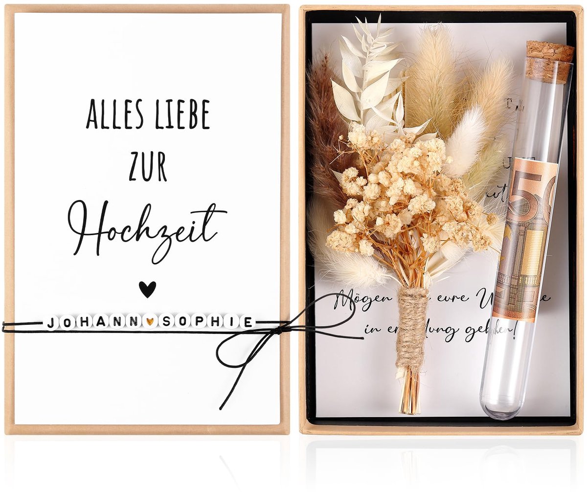 Geldgeschenkdoos Bruiloft - Inclusief Wenskaart en Creatieve Kralen - 18 x 11,6 x 3,3 cm
