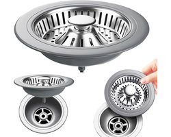 2 Pcs Sink Plug,Countertop Filter,Pop-up Sink Plug,3-in-1 Drain Stop,Stainless Steel Drain Stopper,Drain Strainer,Sink Filter,Kitchen Drain Strainer,for Food Residual Catcher
