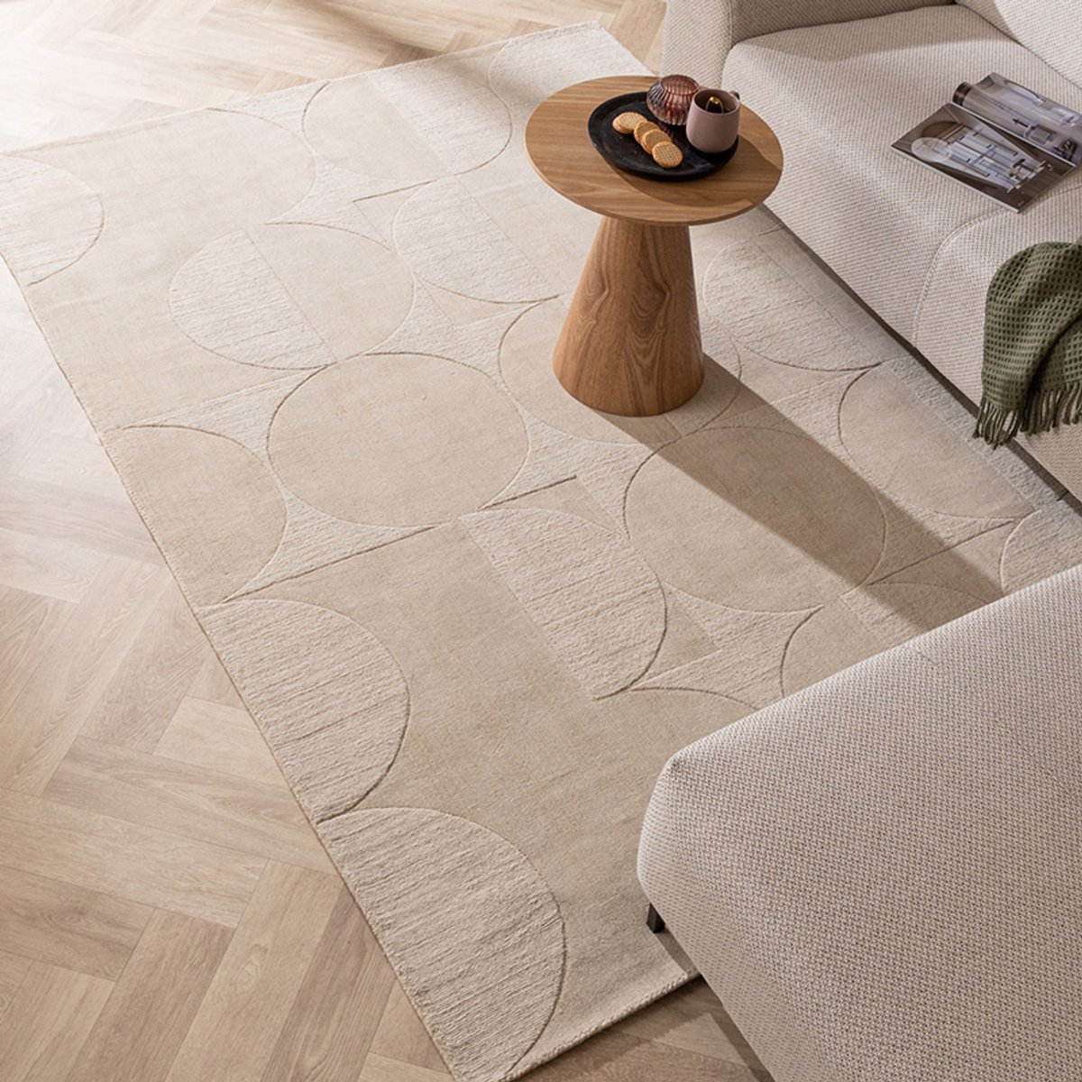 Studio Clarice Wollen vloerkleed - Giselle Circles Creme - 200x290cm