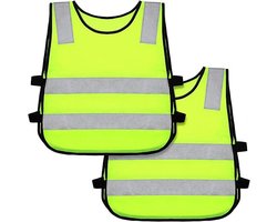 2 Stuks Veiligheidshesje voor kinder - Kinder Fluovest - Kids Veiligheidsvest - Veiligheidshesje - Voor Kinderen - Kinderveiligheidsvesten - Reflecteren - Reflecterende vesten - Veiligheidsvest - Verkeersveiligheid - Jongens en meisjes - Geel