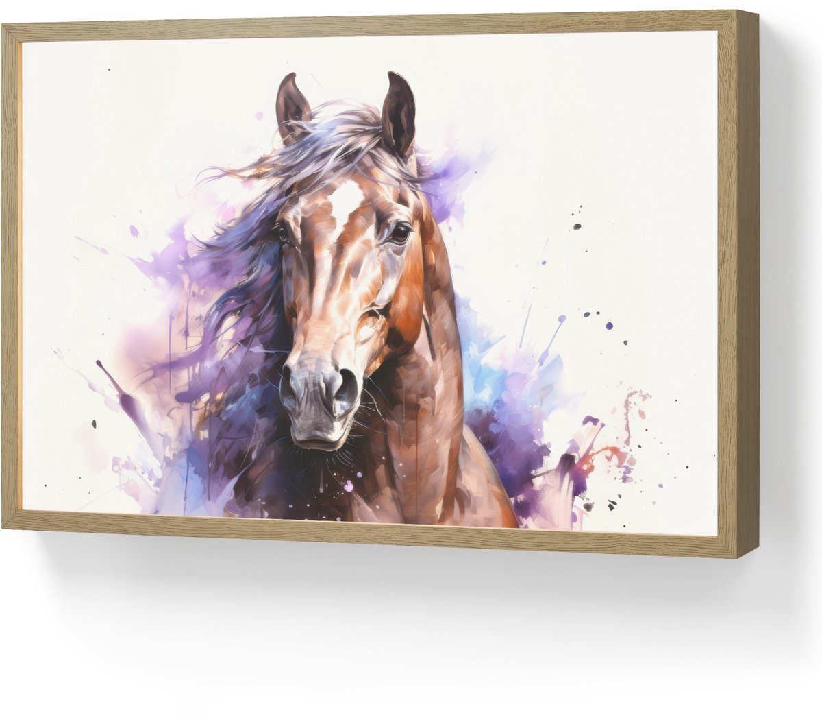 Nachtlampje 60x40 cm - Kinder lamp - Paard - Dieren - Meisjes - Paars - Bruin - Tafellamp 