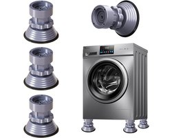 Trildemper voor wasmachines en drogers, 4 stuks, onderstelonderlegger, 8,5 - 12 cm, verstelbare trillingsdemperpads, wasmachine antislip stop voor de wasmachine, grijs