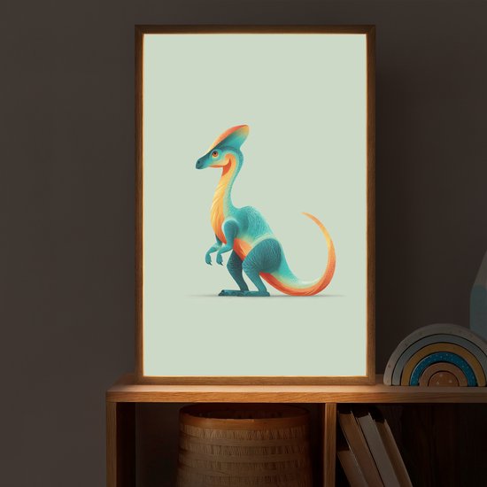 Nachtlampje 40x60 cm - Kinder lamp - Staart - Dino - Minimalistisch - Blauw - Tafellamp kinderkamer draadloos - Slaapkamer lampje - Bedlamp kinderen - Kinderlampje - Wandlamp babykamer - Nachtlampjes van Merkloos — afbeelding 2