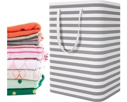 Grote Vouwbare Wasmand - 75L - Waterdichte Wasbakken - Vrijstaande Waszak met Handvatten - Hoge Kledingmand voor Wasgoed - Rimpelpatroon