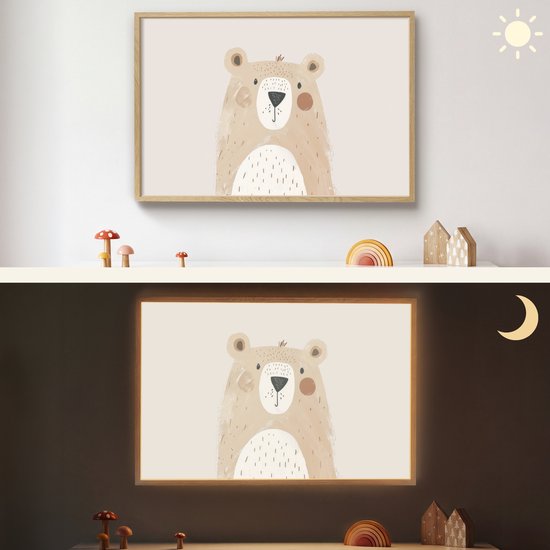 Nachtlampje 100x70 cm - Kinder lamp - Beer - Dier - Wilde dieren - Tafellamp kinderkamer draadloos - Slaapkamer lampje - Bedlamp kinderen - Kinderlampje - Wandlamp babykamer - Nachtlampjes van Merkloos — afbeelding 4