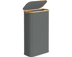 SONGMICS - Wasmand - Wasmand met Deksel - Opvouwbaar - Bamboe Frame - Voor Wasruimte Slaapkamer Woonkamer