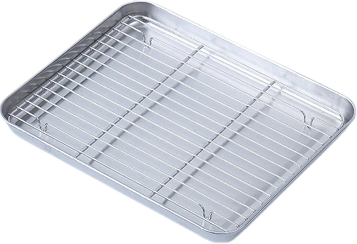Roestvrijstalen bakplaten Ovenschaal met rek Bakken en roosteren Hittebestendig materiaal 22 x 175 cm