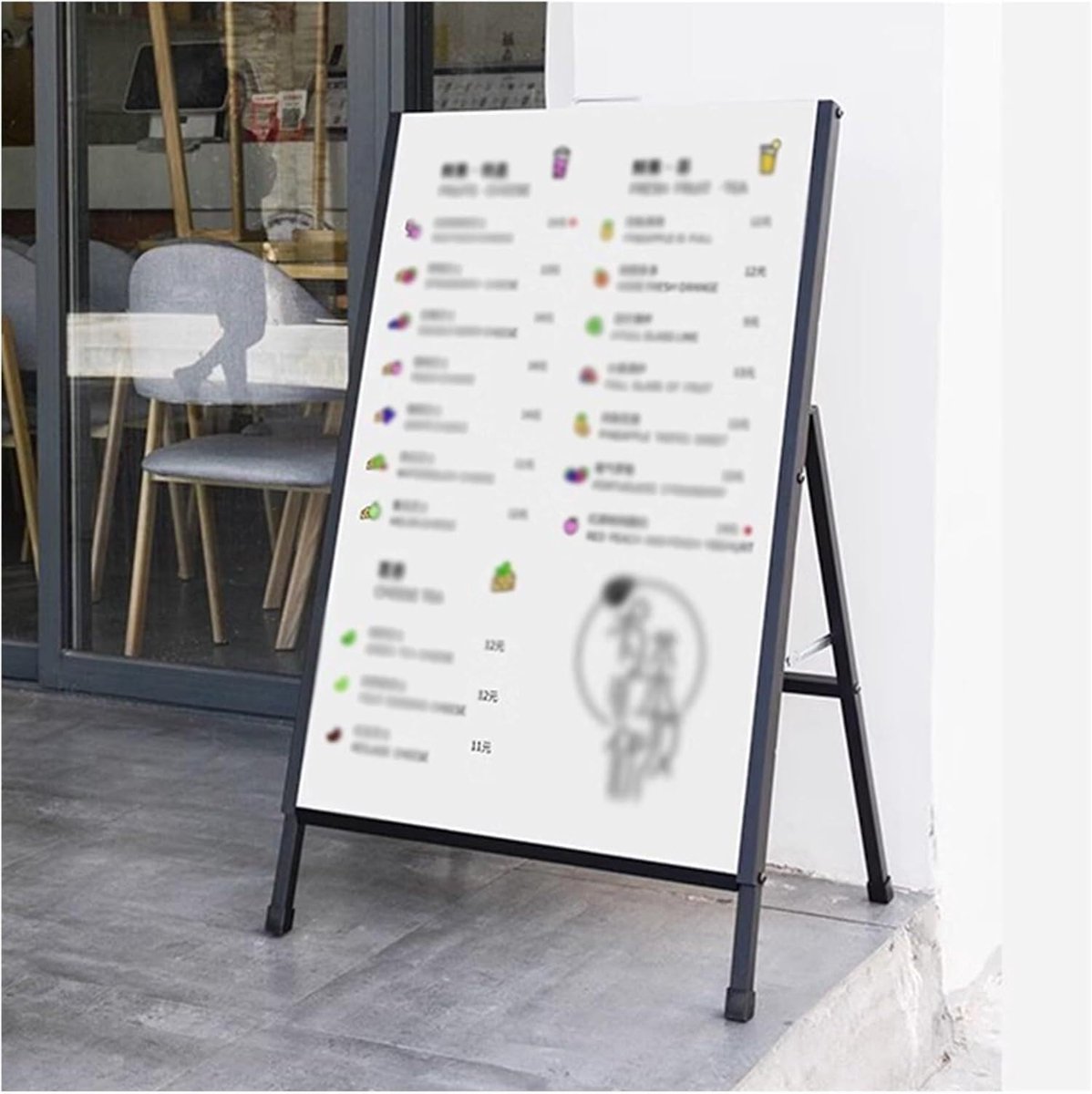 Stoepbord Frame - Opvouwbaar Display - Reclame Tonen - Stabiele Driehoek - 80x120cm - Zwart