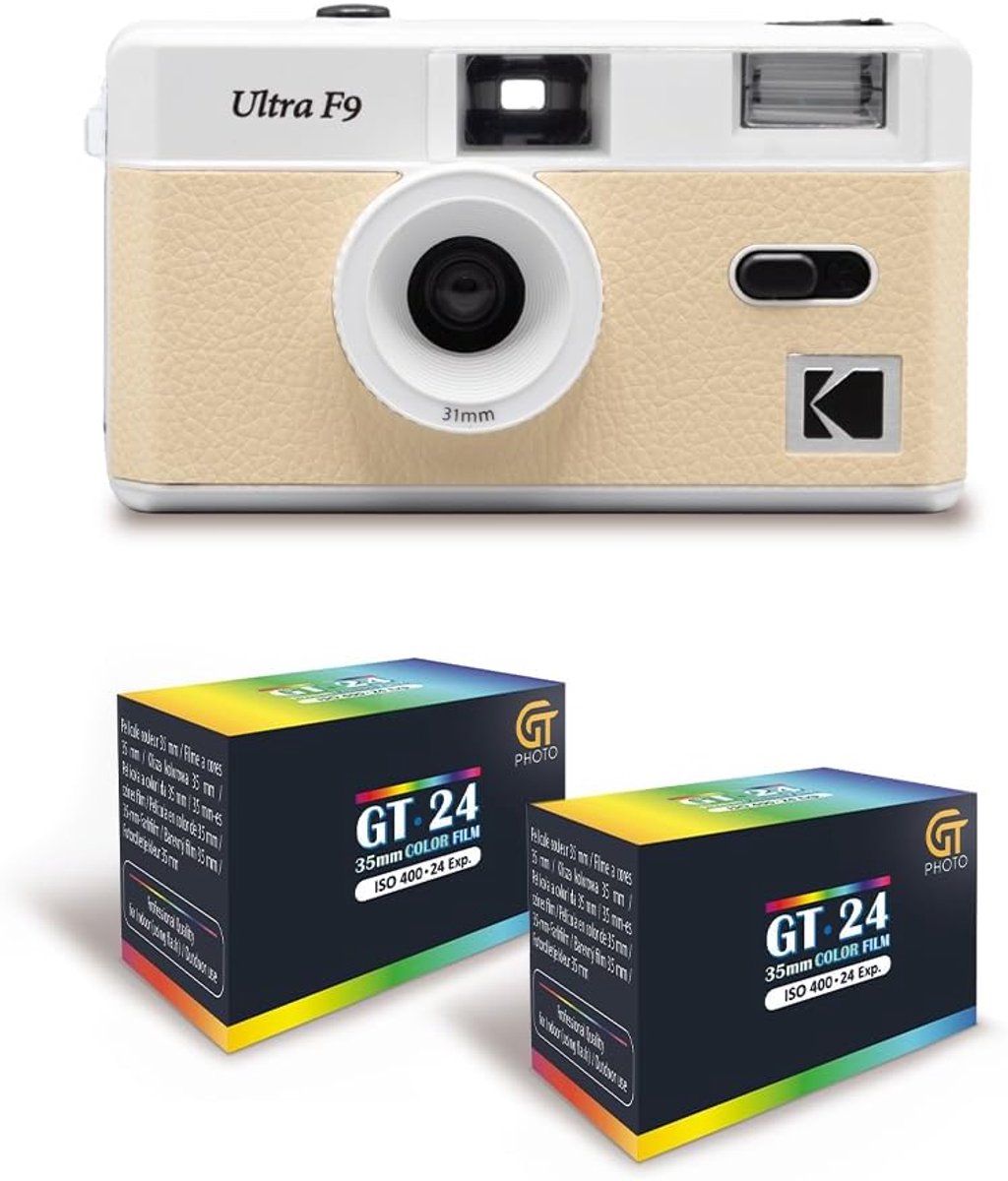 Herbruikbare Filmcamera - 35mm Camera - Retro Fotografie - Ingebouwde Flitser - Compact Formaat - Beige