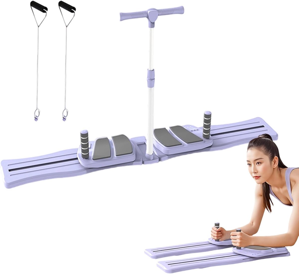 Pilates Board - Core Trainer - Thuis Fitness - Draagbaar & Opvouwbaar - 75 x 13.5 cm - lila
