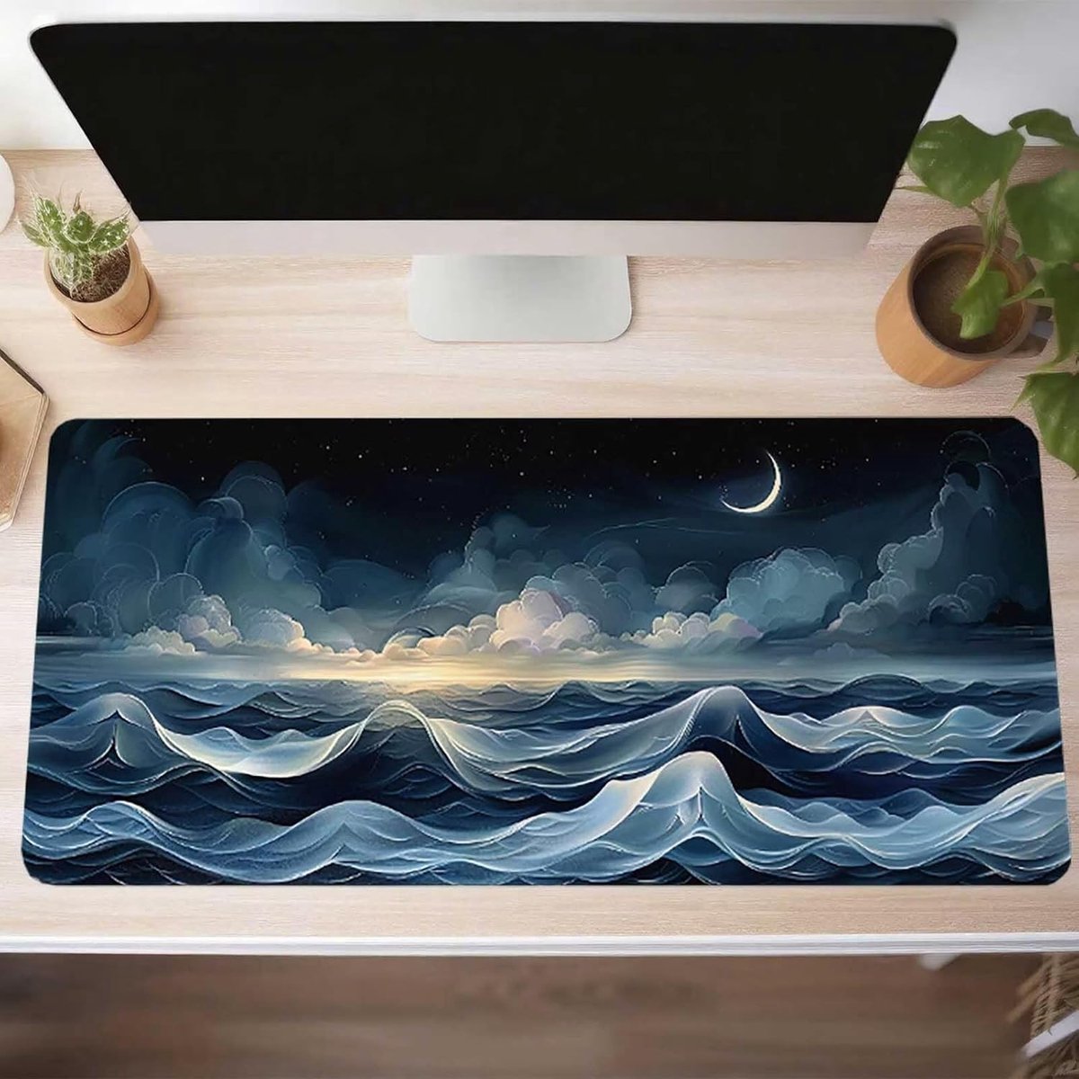 Grote Muismat - Bureauonderlegger - Gaming Kantoor - Waterdicht Genaaid - 120x60cm - Zwart