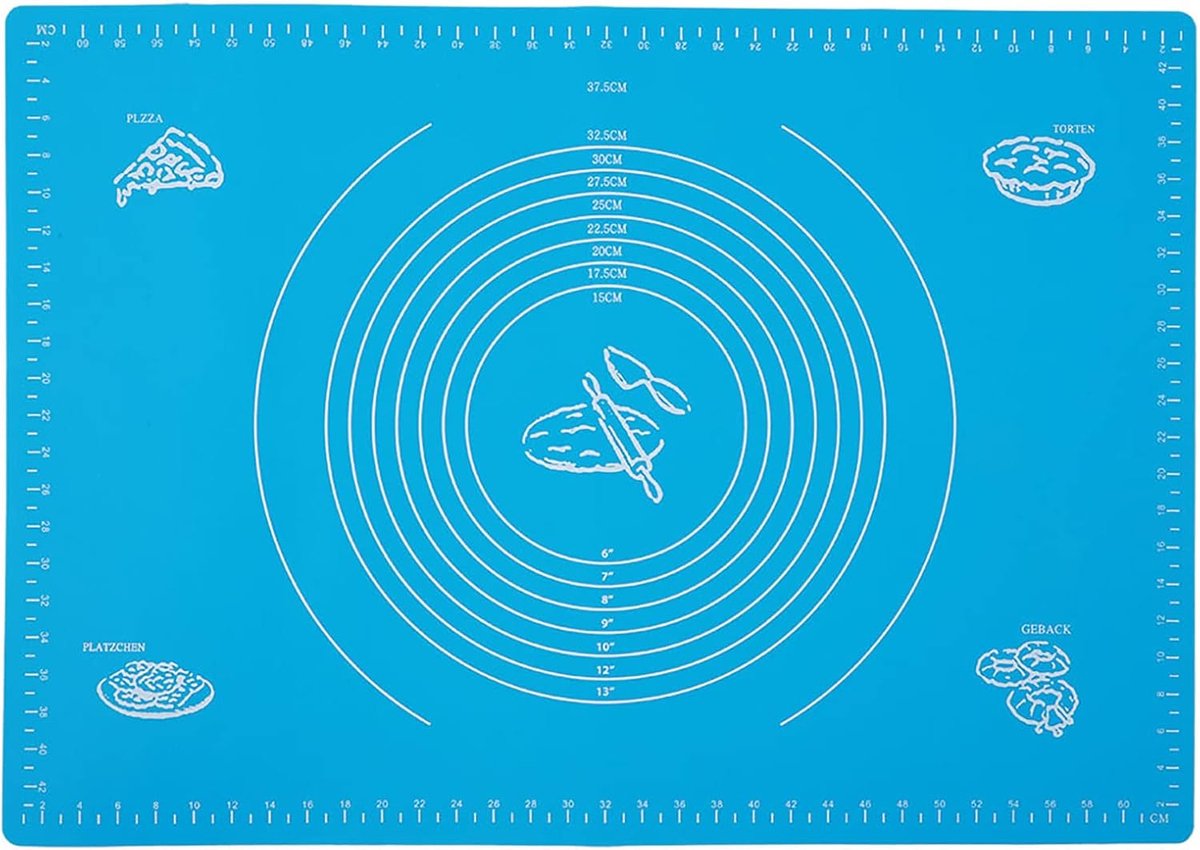 Siliconen Bakmat - Deegmat - Keuken Werkblad - Verdikt Niet-klevend - 45x65cm - Blauw
