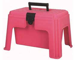 Poetsbox Paard - Stap Box - Vachtverzorging - Robuuste constructie - 22x17x10 cm - Roze