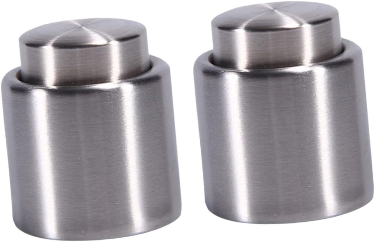 Wijnstoppers Set - Flesafsluiters - Wijn Bewaren - Drukknop Systeem - Compact Formaat - Zilver