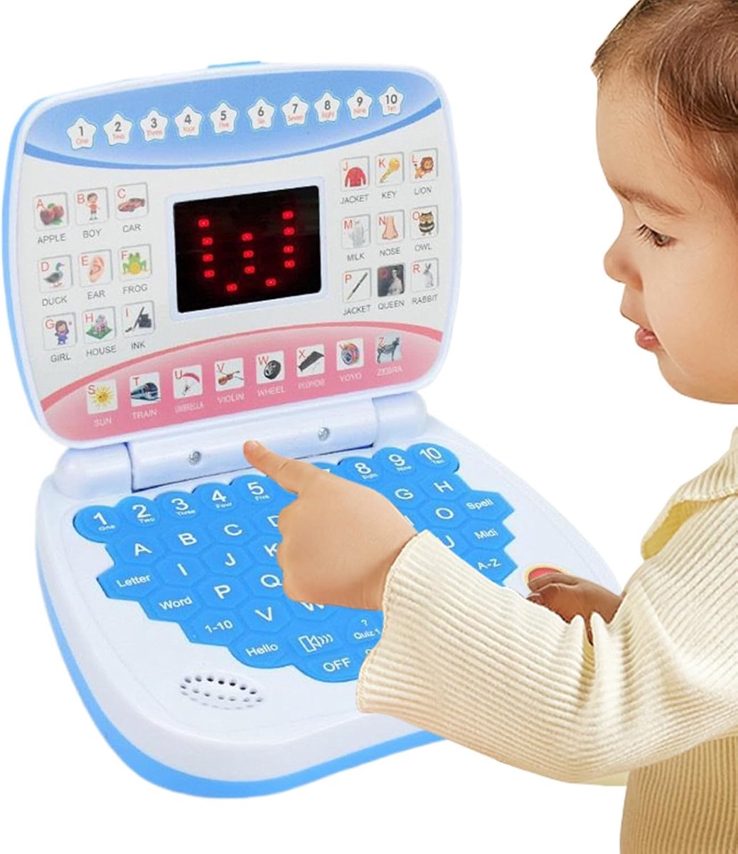 Kinder Laptop - Educatieve Computer - Leren Spelen - Draagbaar Handvat - 153x125cm - Blauw