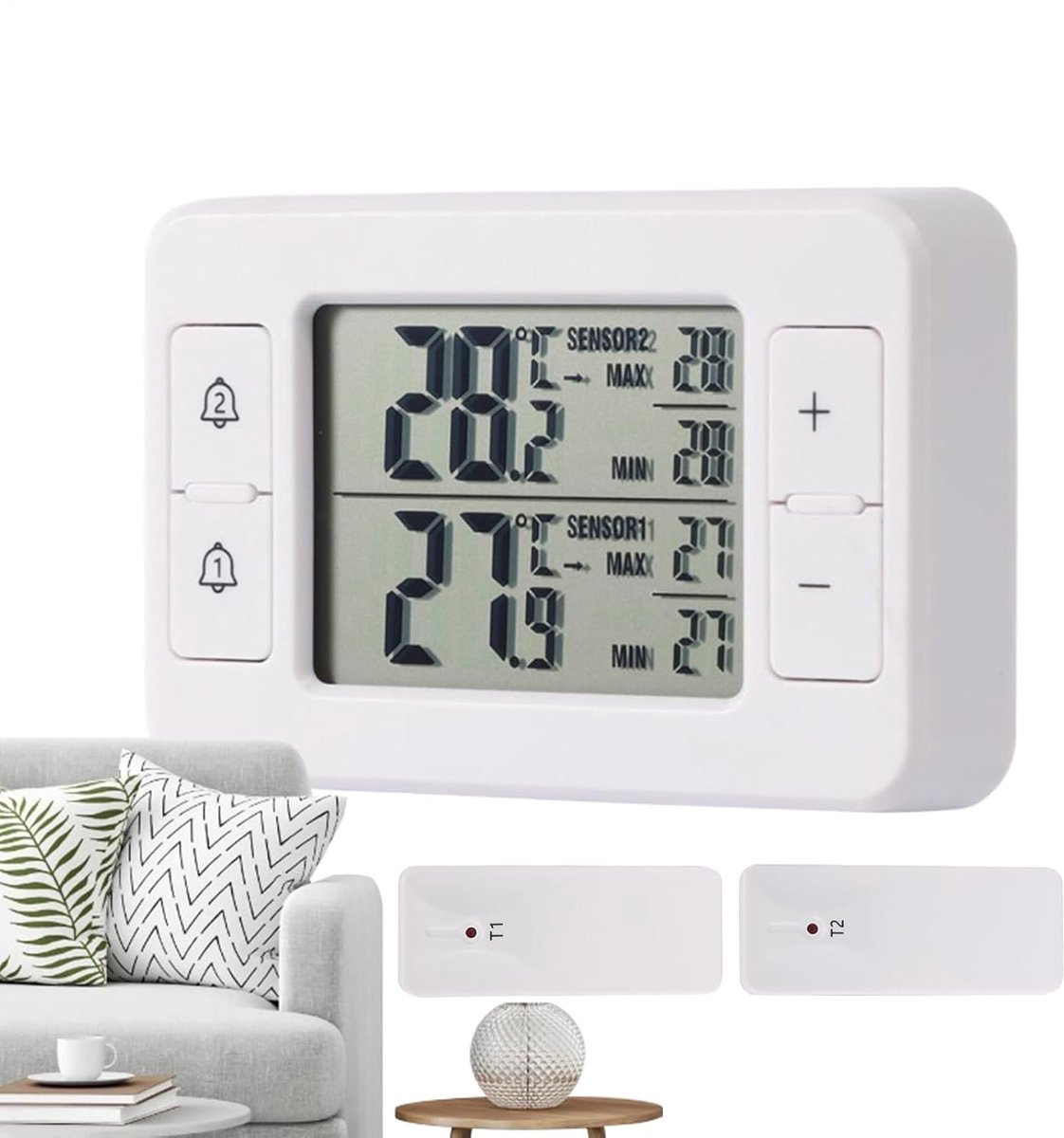 Koelkast Thermometer - Digitale Meetinstrument - Temperatuur Bewaken - Draadloos Bereik 100m - 9.5x6.2x2cm Host
