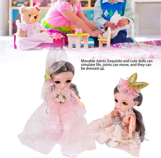 Poppen Met Haar - Speelgoed Poppen - Kinderspel - Beweegbare Gewrichten - 17 cm Hoog - Willekeurige Kleuren — afbeelding 4