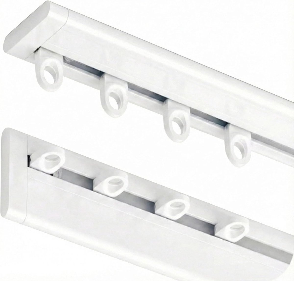 Gordijnrail Aluminium - Stille Rollers - Plafond Wandmontage - Ultradun Ontwerp - 4 Meter Lengte