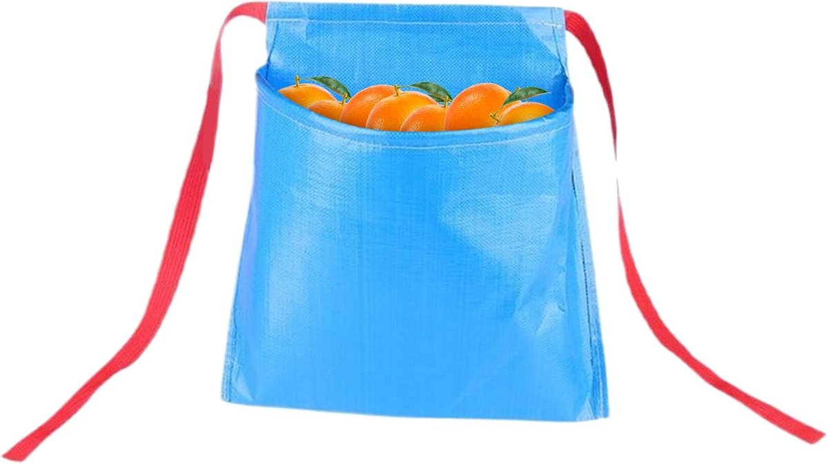 Oogstschort Nylon - Fruitpluk Tas - Efficiënte Oogst - Brede Opening - 30x30x18cm - Blauw