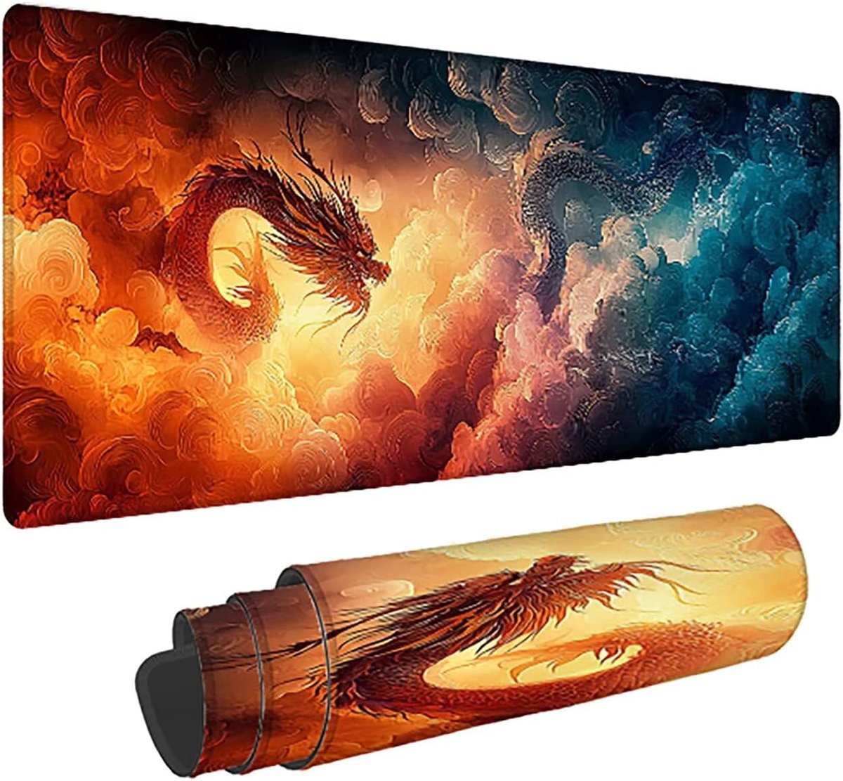 Grote Muismat - Bureauonderlegger Mat - Gaming Werkplek - Anti-rafelranden - 160x80cm - Hemel Draak