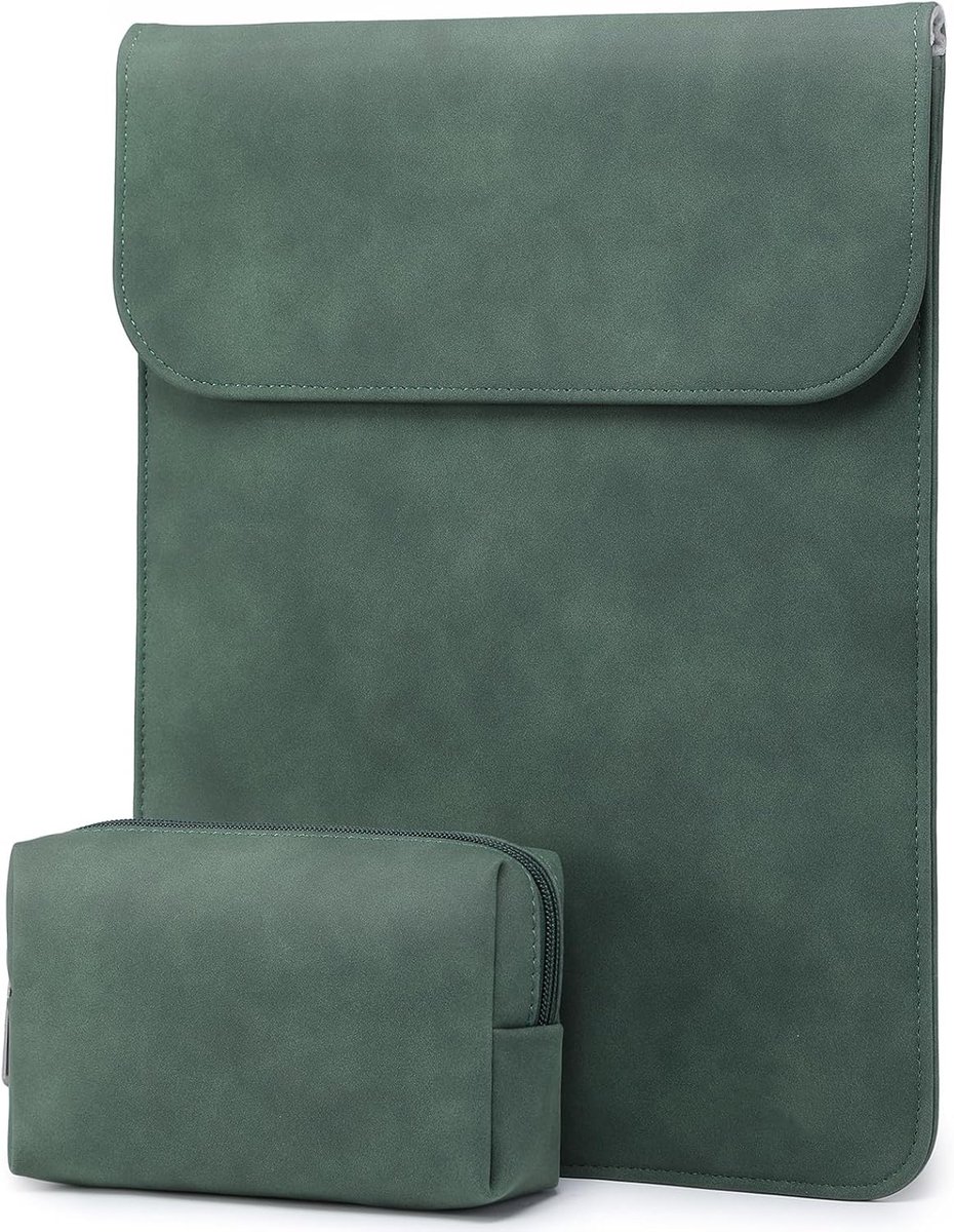 Originap 13,3-14 Zoll Laptophülle Tasche für MacBook Pro 14 M5/M4/M3/M2/M1 Pro/Max A3426 A3427 2026-2021, 13,3" MacBook Air/Pro, 13,5-13,8 Surface Laptop, HP Envy 13, Kunstwildleder, Mitternachtsgrün