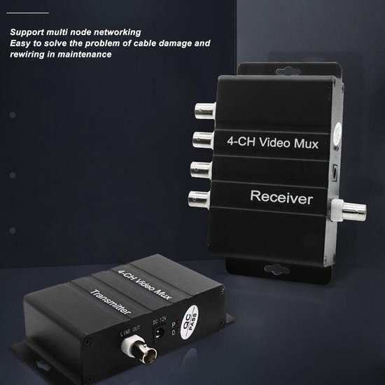 Videomultiplexer - 4-kanaals splitter - Bewaking uitbreiden - Over 1 coaxkabel - 24x16x5 cm - Zilver — afbeelding 2