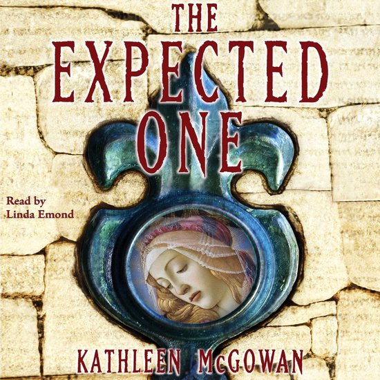 Boekomslag van 'The Expected One' met een afbeelding van een slapende vrouw in een medaillon, omringd door de tekst 'THE EXPECTED ONE' en 'KATHLEEN MCGOWAN'.