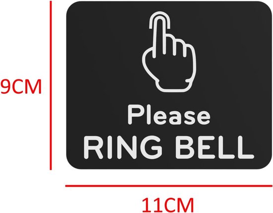 Bel Huis Regel Bord - Zelfklevende Sticker - Bezoekers Leiden - Universeel Pictogram - 12cm x 10cm - Zwart — afbeelding 2