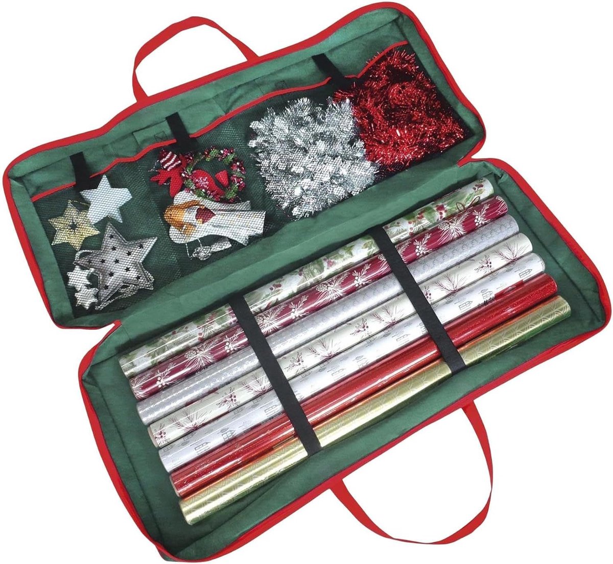 Opbergtas voor Kerstpapier en Versieringen, Organiseer Cadeaupapier