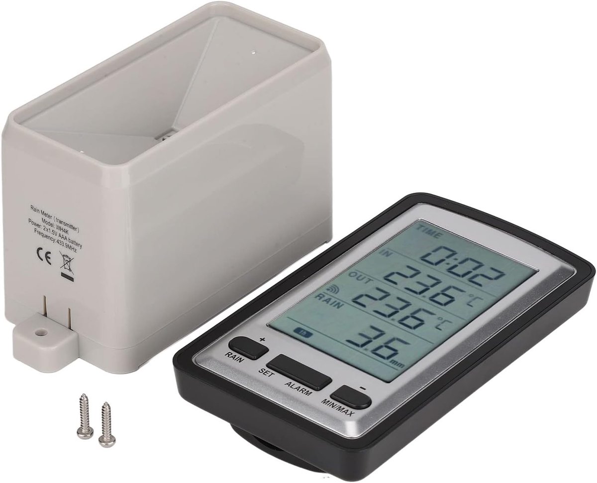 Draadloze Regenmeter - Digitale Weermonitor - Precisie Weermeting - Lange Afstand Transmissie - 19x10x8 cm