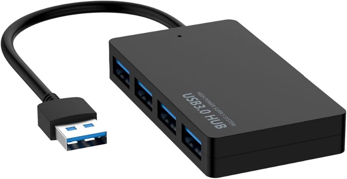 USB Hub - Poorten Expander - Laptop Uitbreiding - Vier Poorten - Compact Formaat - Zwart