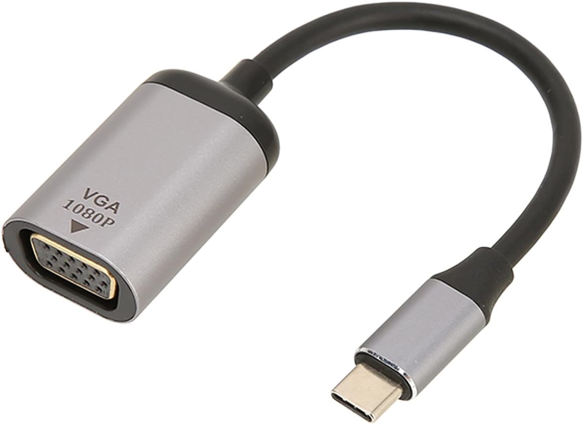USB C naar VGA Adapter - Type C Converter - Scherm Uitbreiding - Hoge Resolutie 1920x1200 - Compact Lichtgewicht - Aluminiumkleur